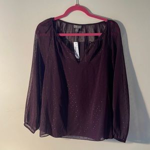 Sheer overlay blouse with shimmer
